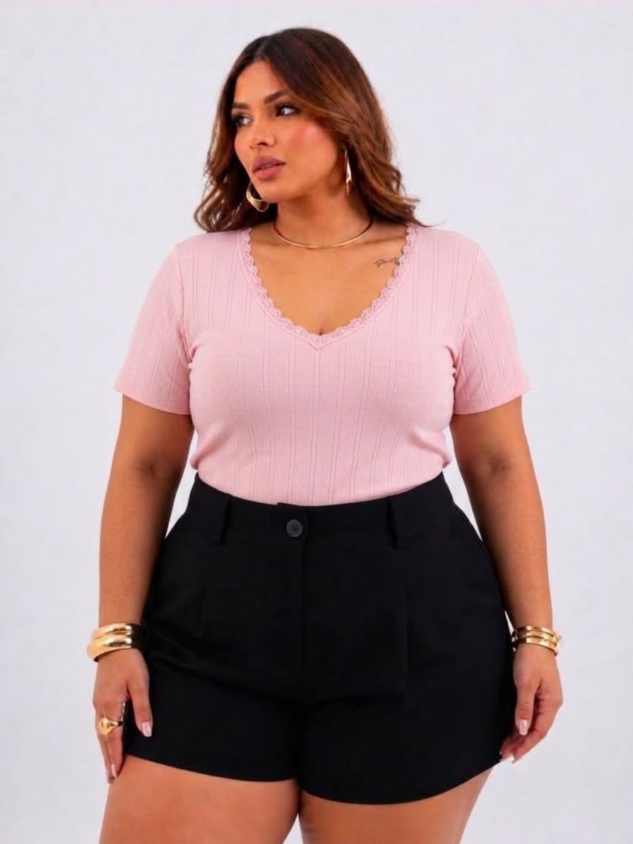 Nuevo  Art ; Camiseta Curvy con Encaje - Imagen 2