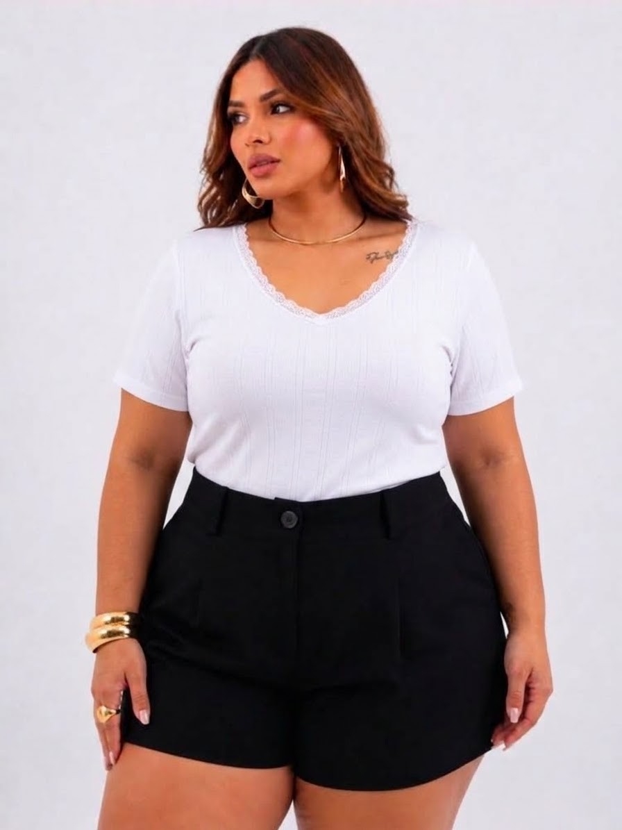 Nuevo  Art ; Camiseta Curvy con Encaje - Imagen 4