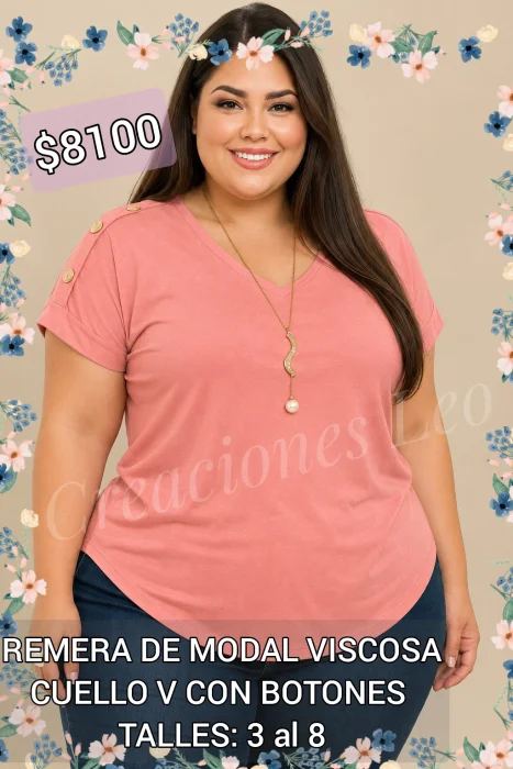 Remera de Modal Viscosa con Botones de Coco