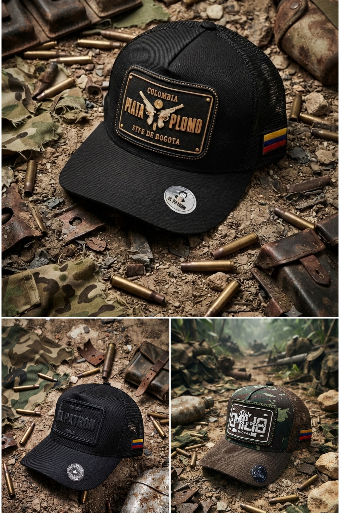 Gorras Patrón Plata Plomo Trucker - Imagen 2