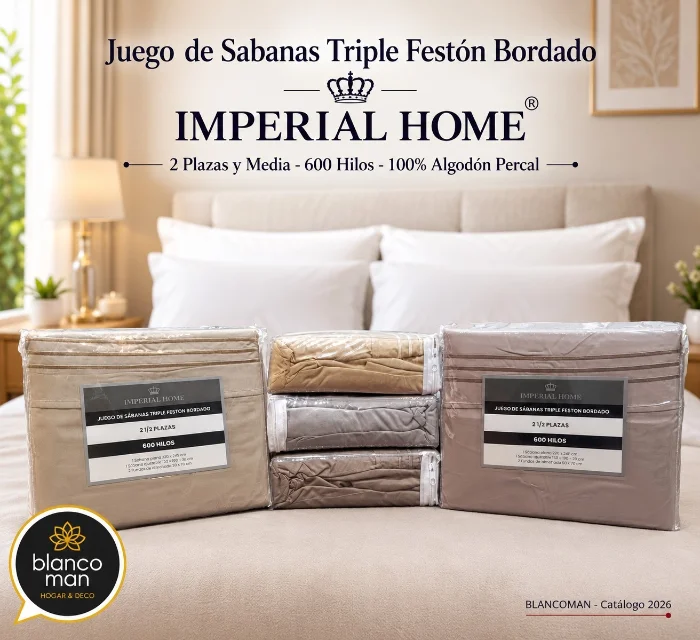 Juego de Sabanas Triple Festón Bordado - 2  Plazas