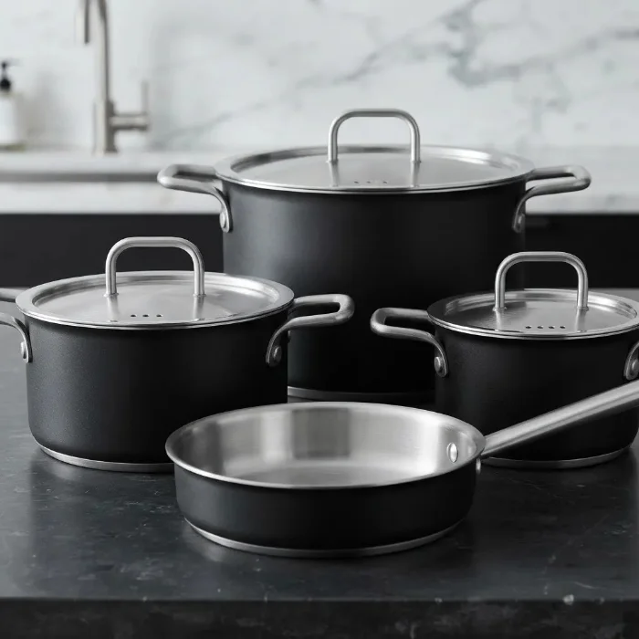 Bateria de Cocina 7 Piezas con Antiadherente Aluminio