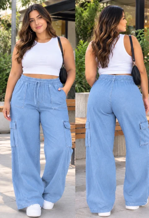 Pantalón Cargo Semi Jeans (importado )