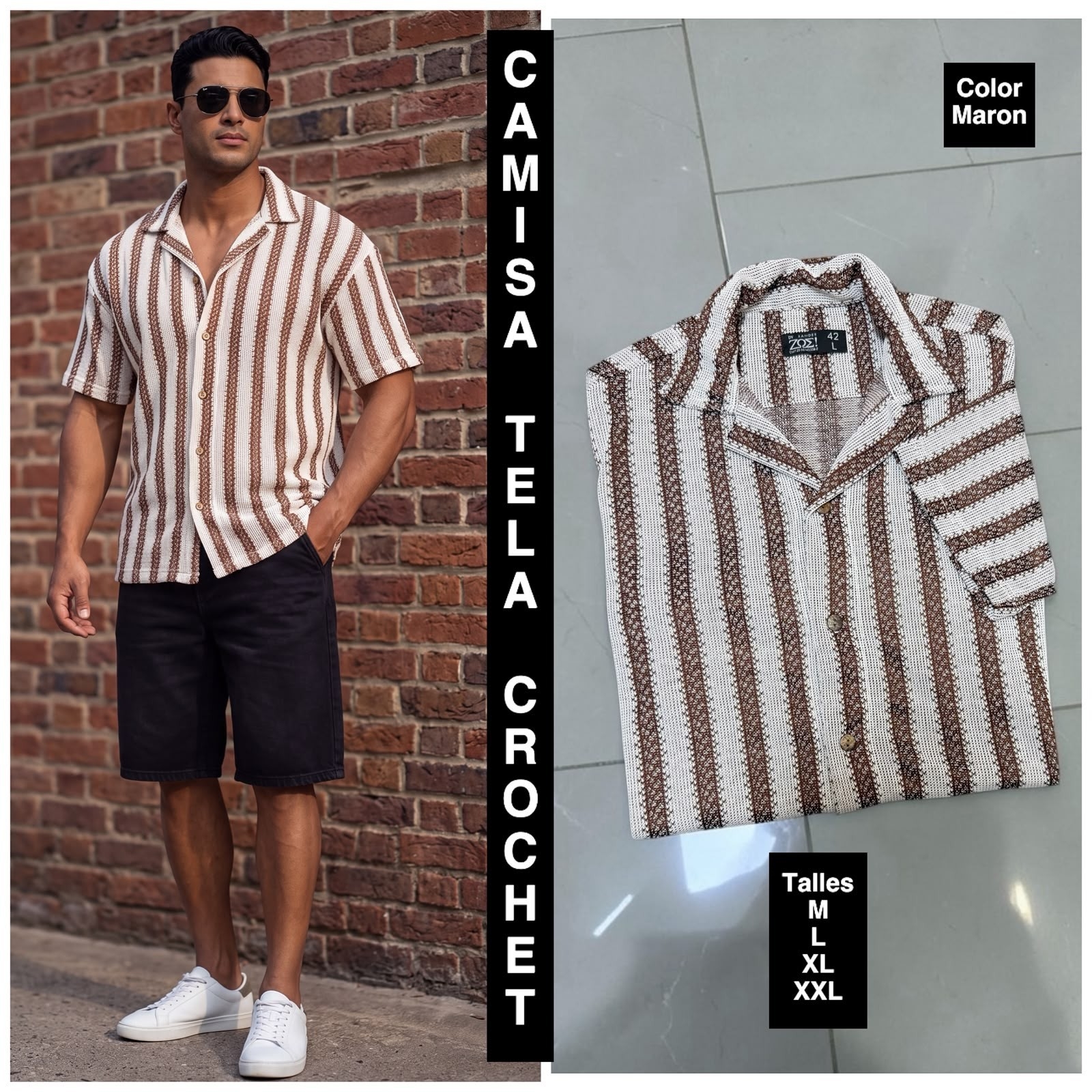 Camisa Crochet Cuello Cubano - Imagen 5