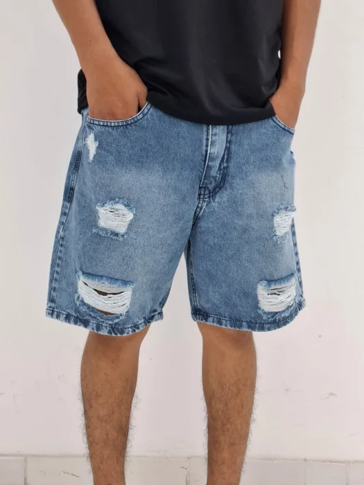 Bermuda Azul Jeans con Rotura Promo