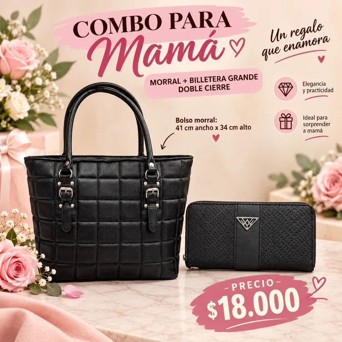 Combo para Mamá Cartera + Billetera Grande Doble Cierre