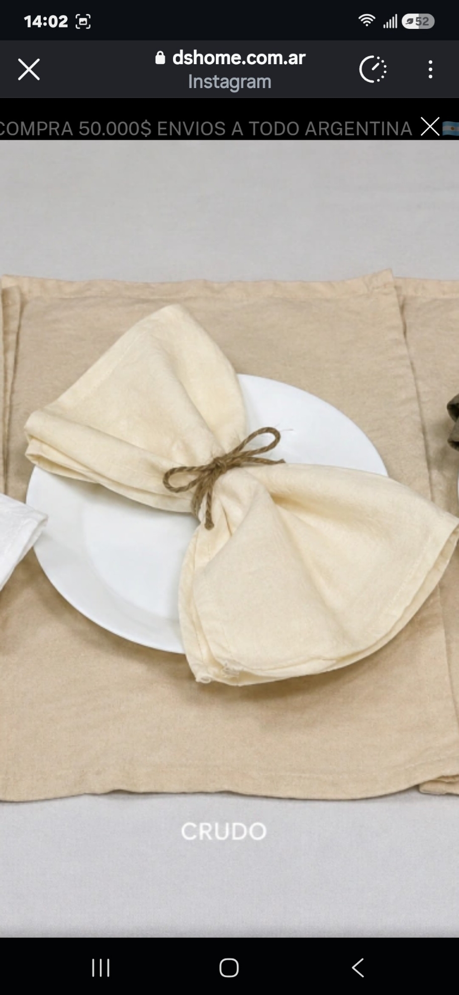 6 Servilletas de Tousor Liso - Imagen 2