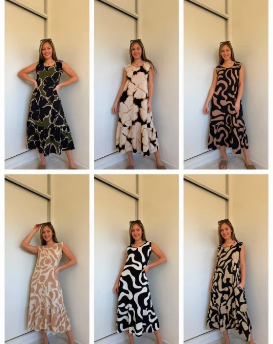 Vestido Estampado de Lino Spandex