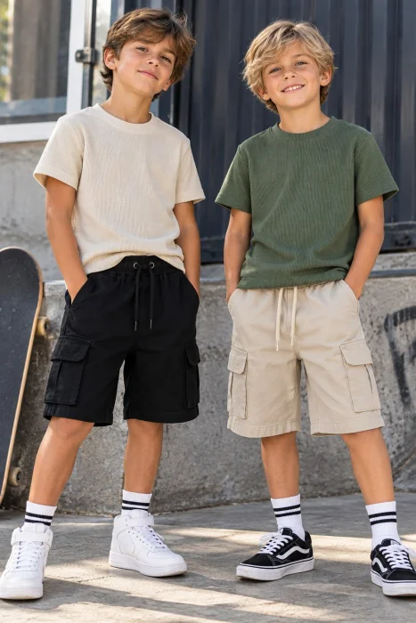 Bermudas Gabardina Cargo Color
