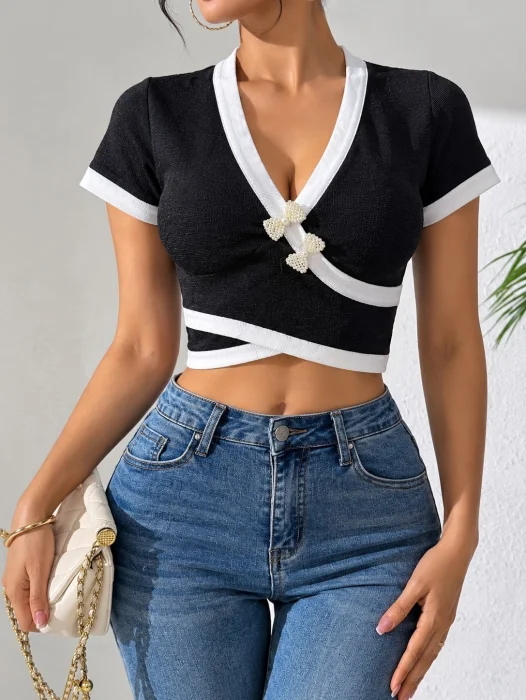 Blusa Cruzada Incluye los Prendedores Moño