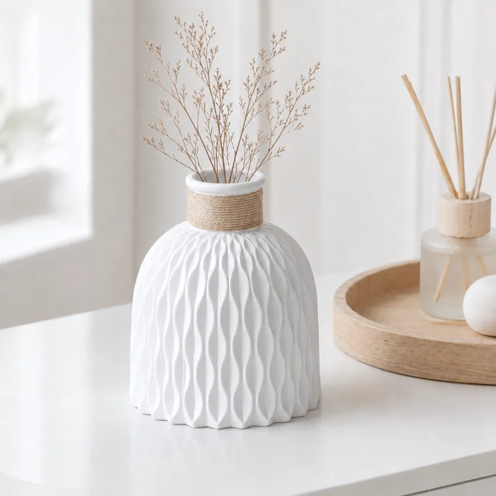 Florero de Plastico Texturado Cordon Yute Aura - Cod: Sbk-us774