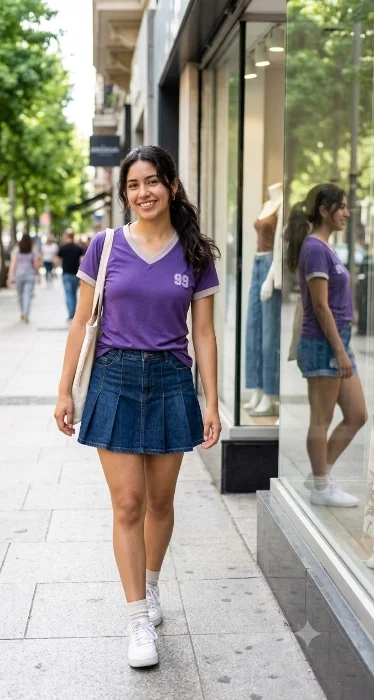 Remera con Escote V Combinado de Modal Viscosa