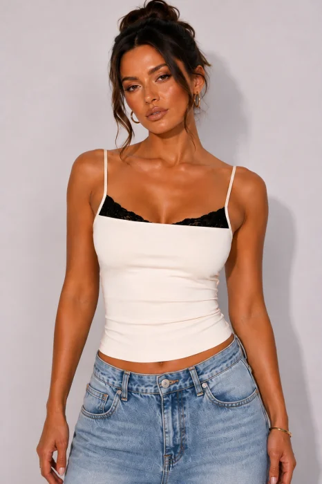 Top Musculosa Microfibra con Puntilla  (t408)