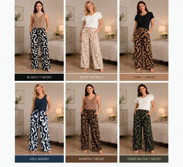 Pantalones de Lino Estampada
