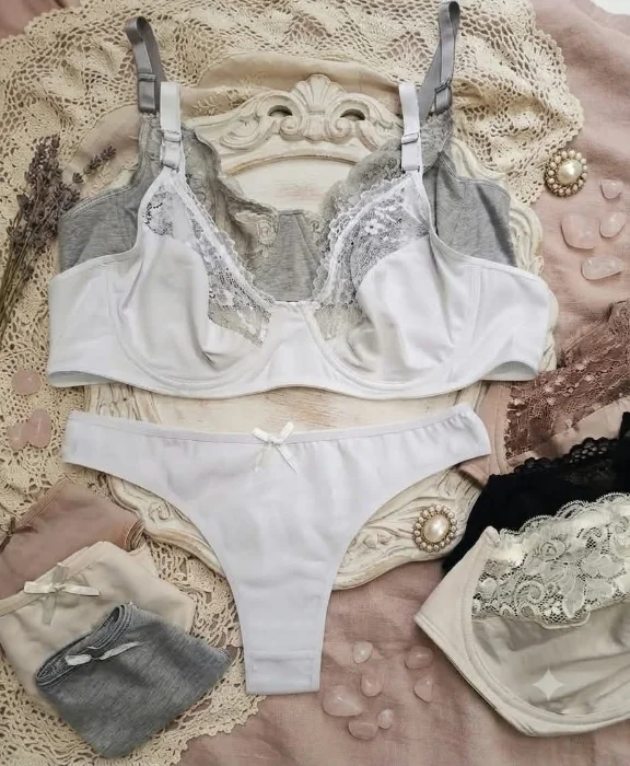 Conjunto Especial Solo con Aro Algodón y Encaje