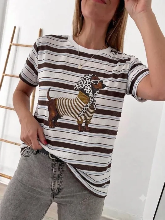 Remera Rayada Wafle de Verano con Estampa