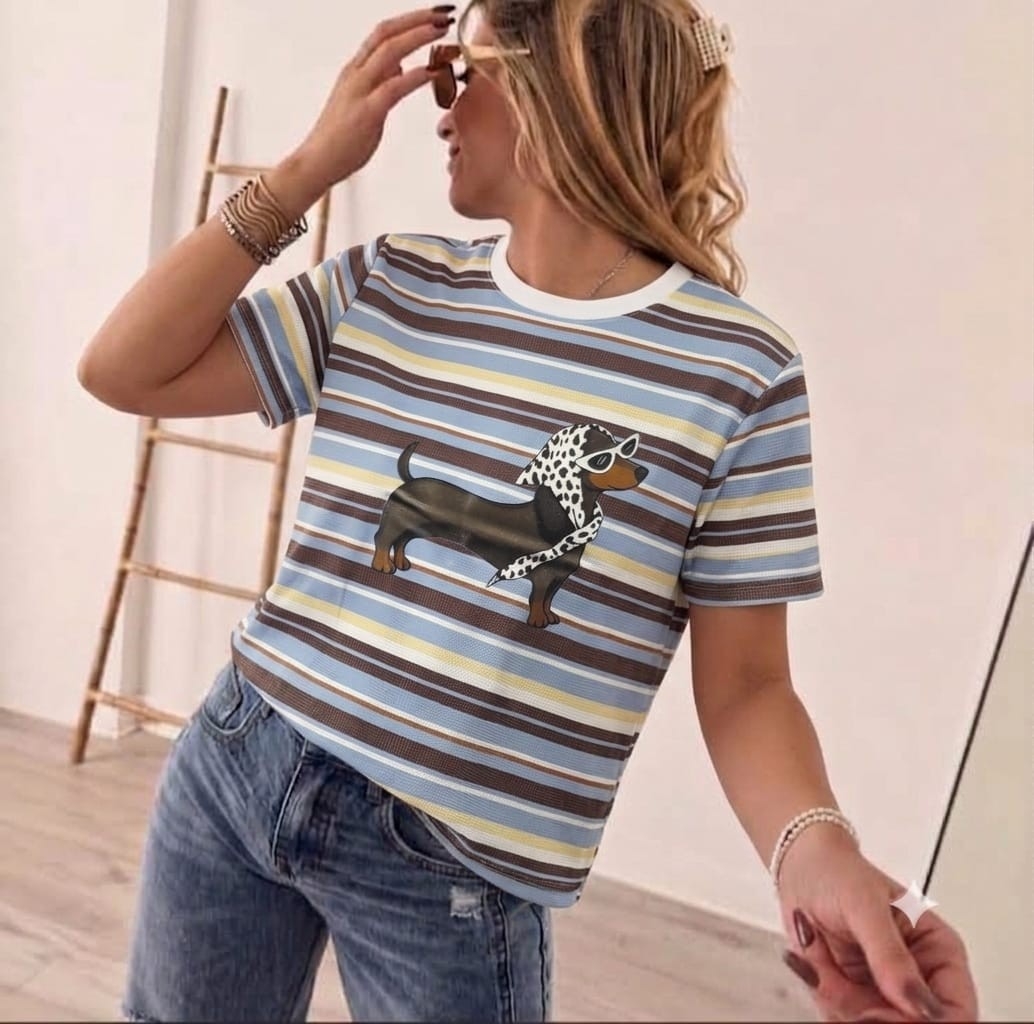 Remera Rayada Wafle de Verano con Estampa - Imagen 2