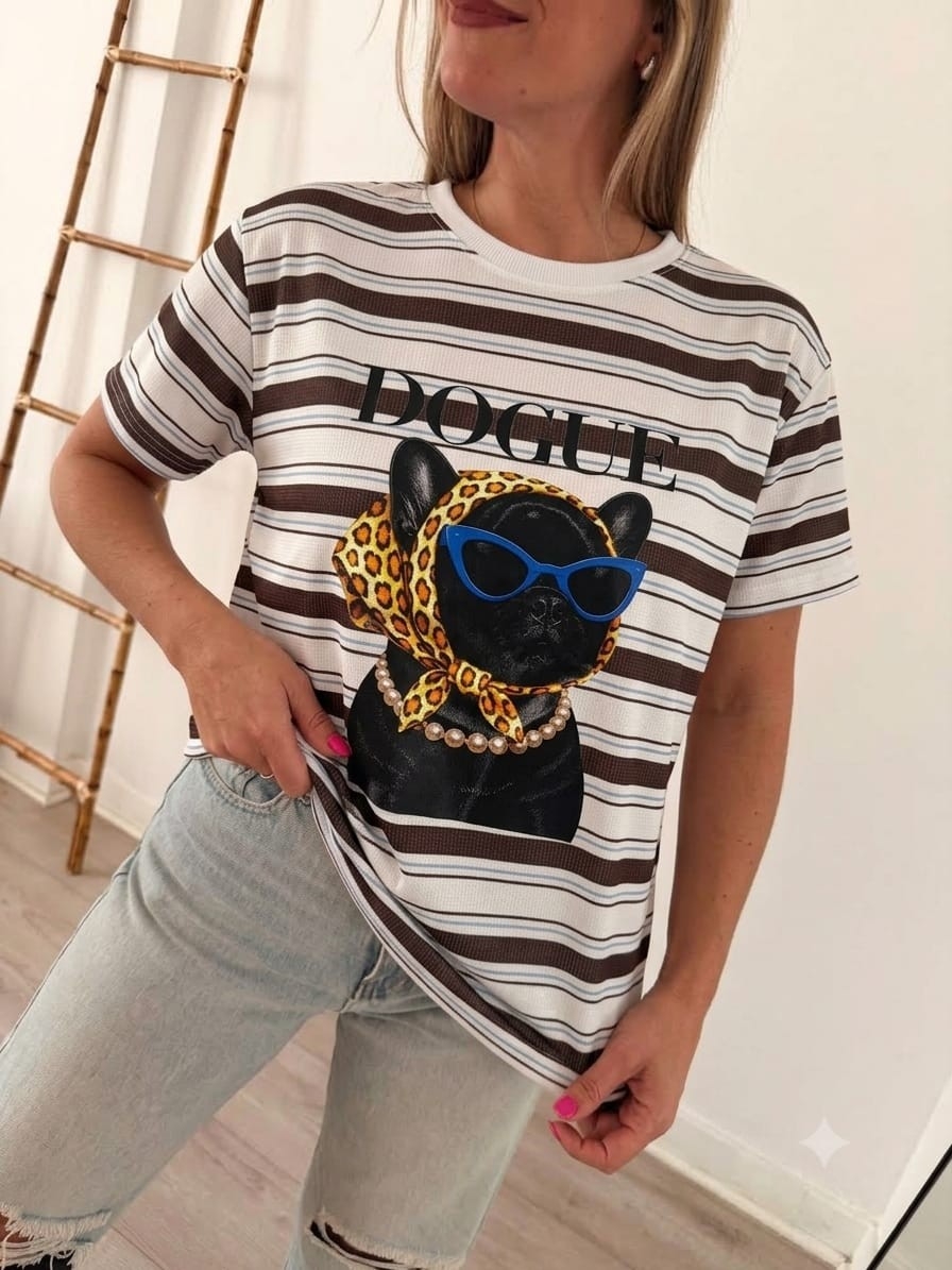 Remera Rayada Wafle de Verano con Estampa - Imagen 4