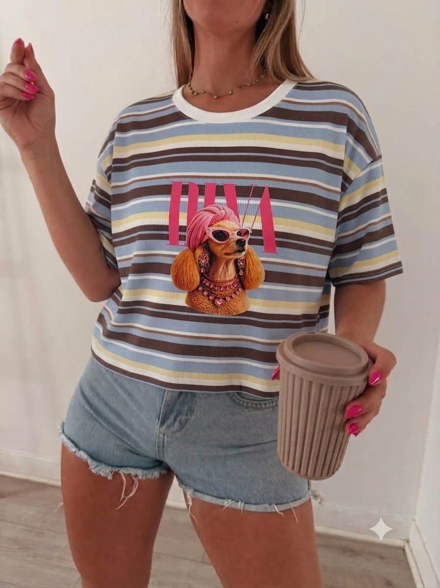 Remera Rayada Wafle de Verano con Estampa - Imagen 6