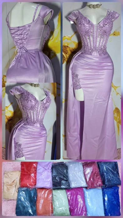 Vestido Manga Caida Saten