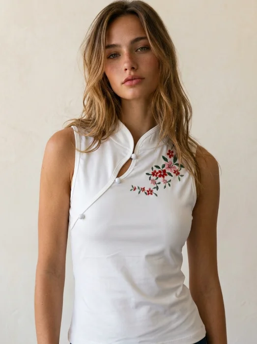 #232 Musculosa Asiatica Bordada