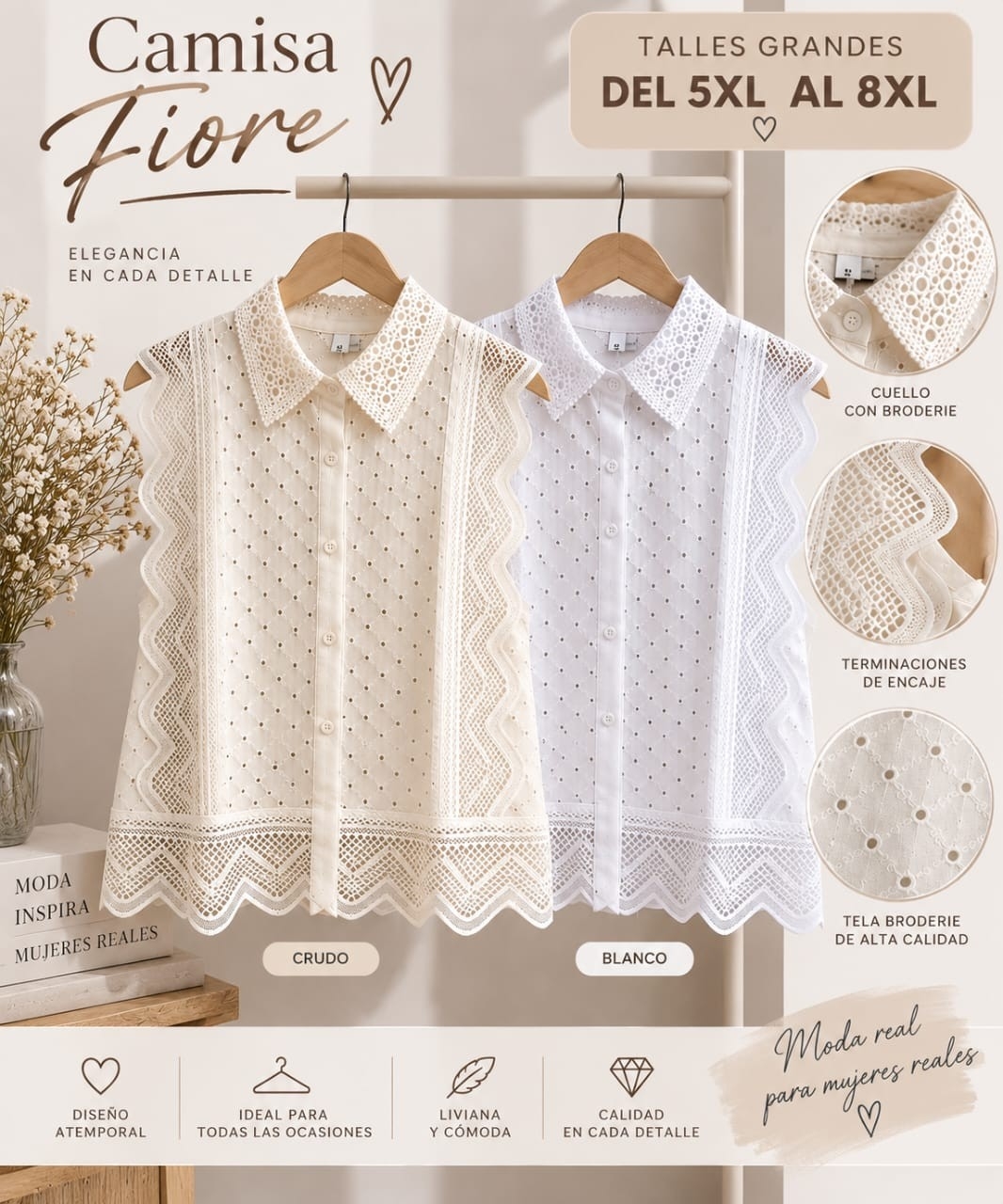 Chaleco Camisa Fiore Talles Especiales - Imagen 2
