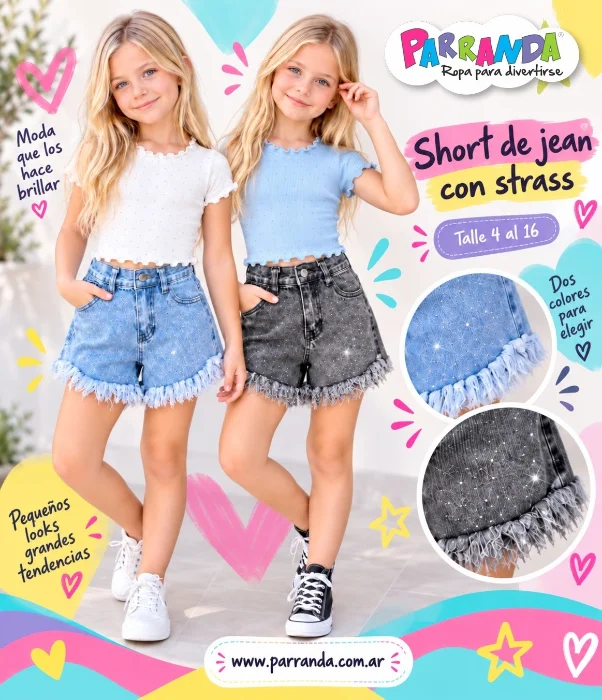 Shorts de Jean Niña con Strass