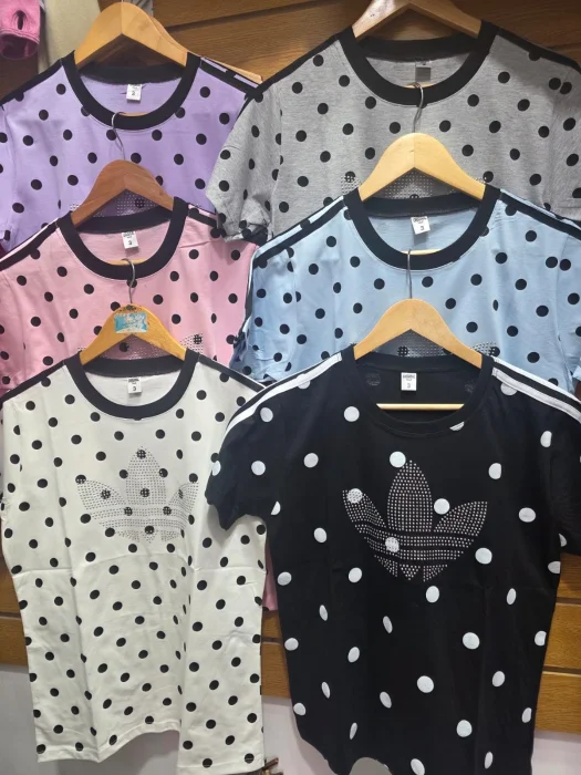 Remera Lunares 2 al 6 con Stras Algodon Peinado