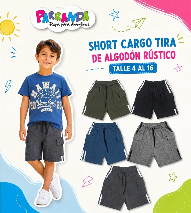 Shorts Cargo de Algodón Rústico con Tira
