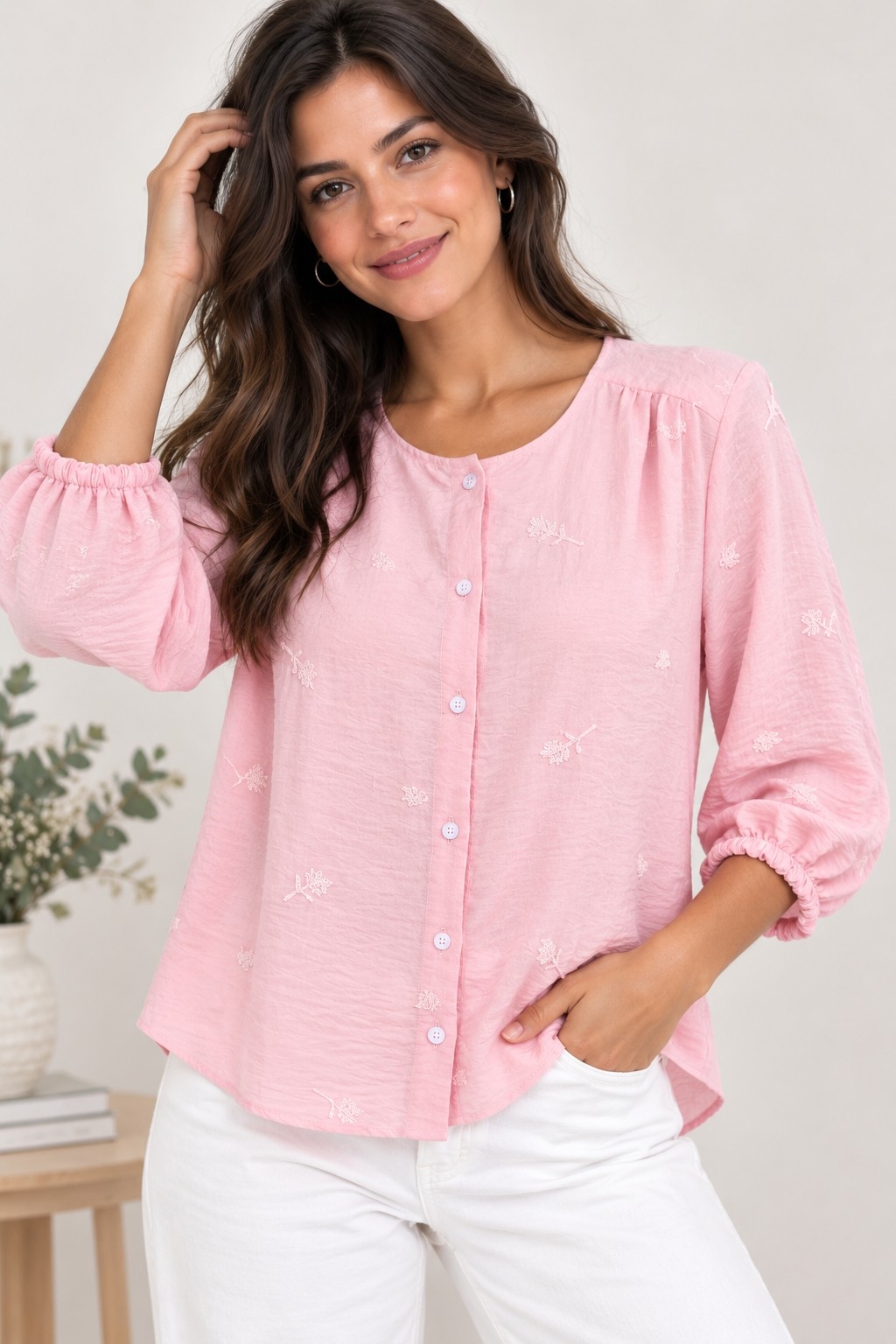 Blusa Lino Bordada - Imagen 2