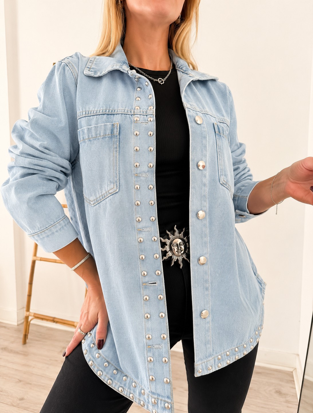 Camisaco Jeans con Tachas - Imagen 2
