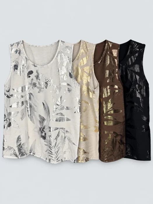 Musculosa Seda Foil Hoja