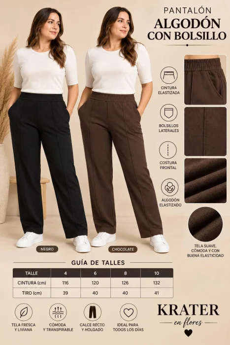 Pantalon Algodon con Bolsillos