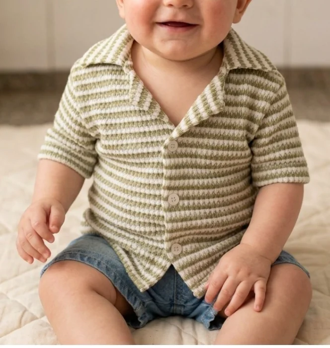 Camisa Bebe Oversize Crochet