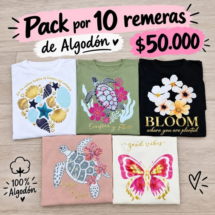 Remeras de Algodón           Pack  X10