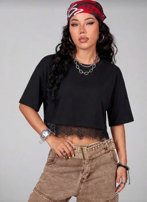 Remera Oxford con Puntilla