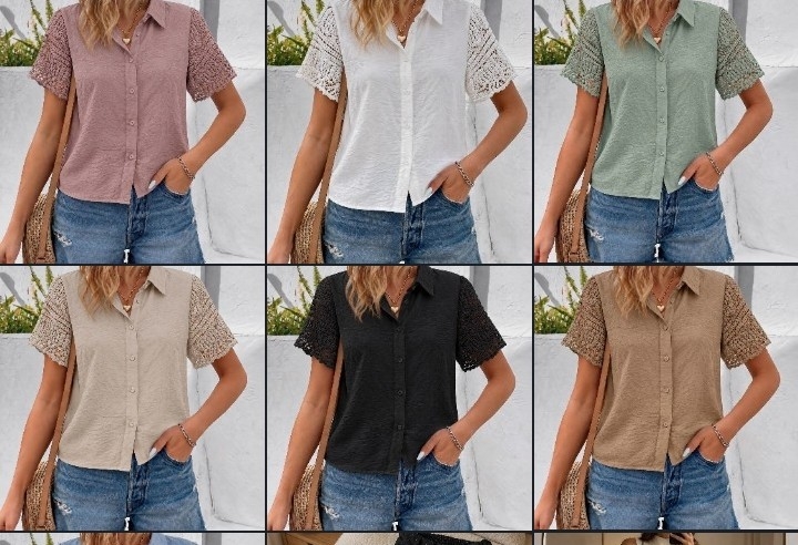 Camisa de Lino Crochet Importado - Imagen 3