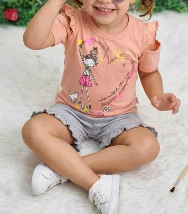 Conjunto Beba Doble Manga Algodón Peinado