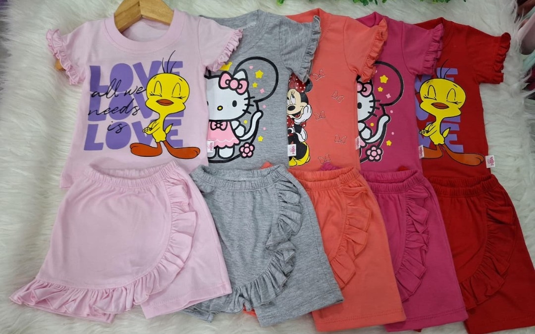 Conjunto Beba Short Pollera Algodón Peinado - Imagen 3