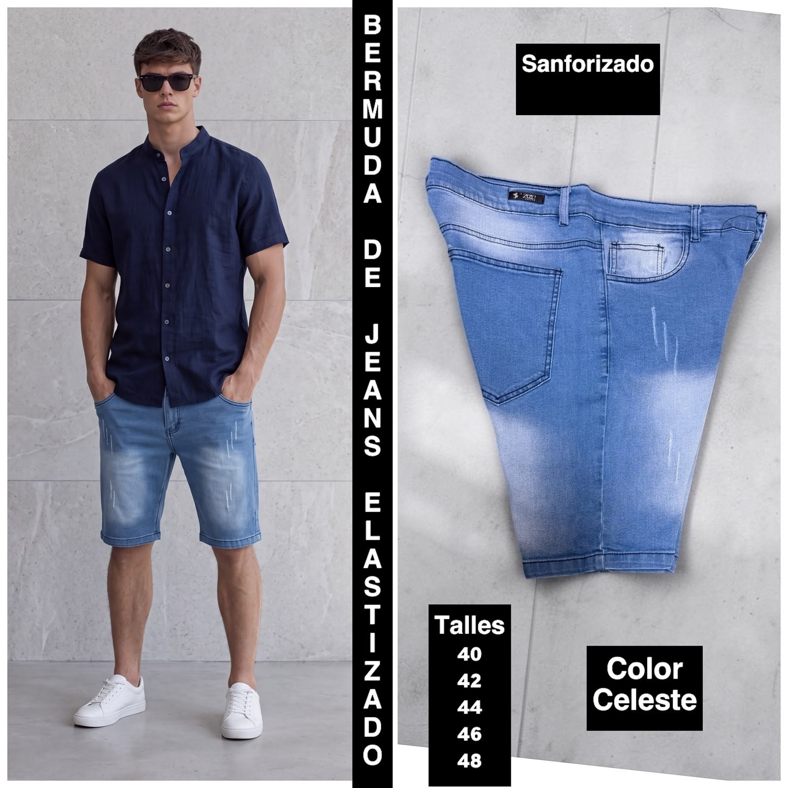 Bermuda de Jeans Elastizado - Imagen 3