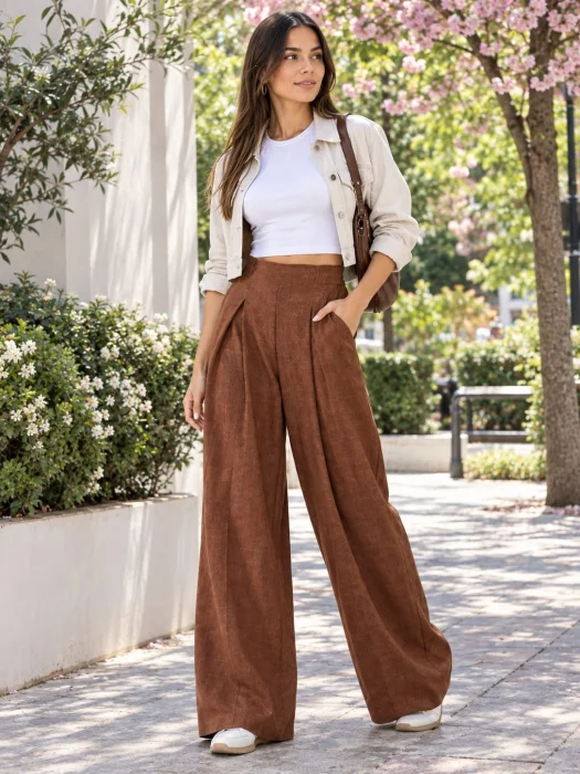 Maxipalazo Pinzas Pantalon Pinzado Lino Cey Vintage