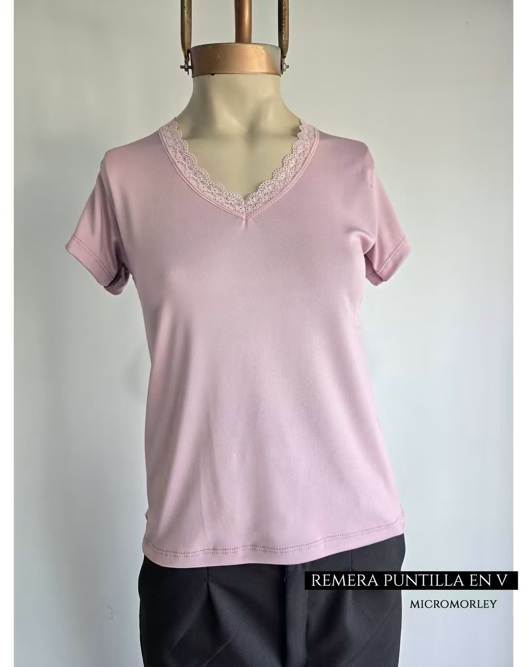 Remera Puntilla en V Micromorley - Imagen 2