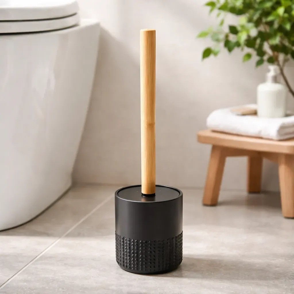 Escobilla Cepillo de Baño Poliresina con Mango de Bambú - Imagen 2