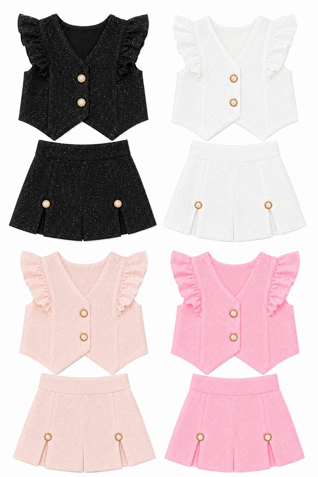 Conjunto Sastrero Chaleco con Volado y Short de Nena 6 al 16 - Imagen 2