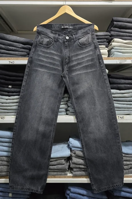 Jeans Baggy Liso Gris Big Oscuro