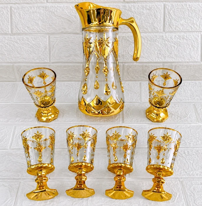Set Jarra + 6 Vasos Dorado