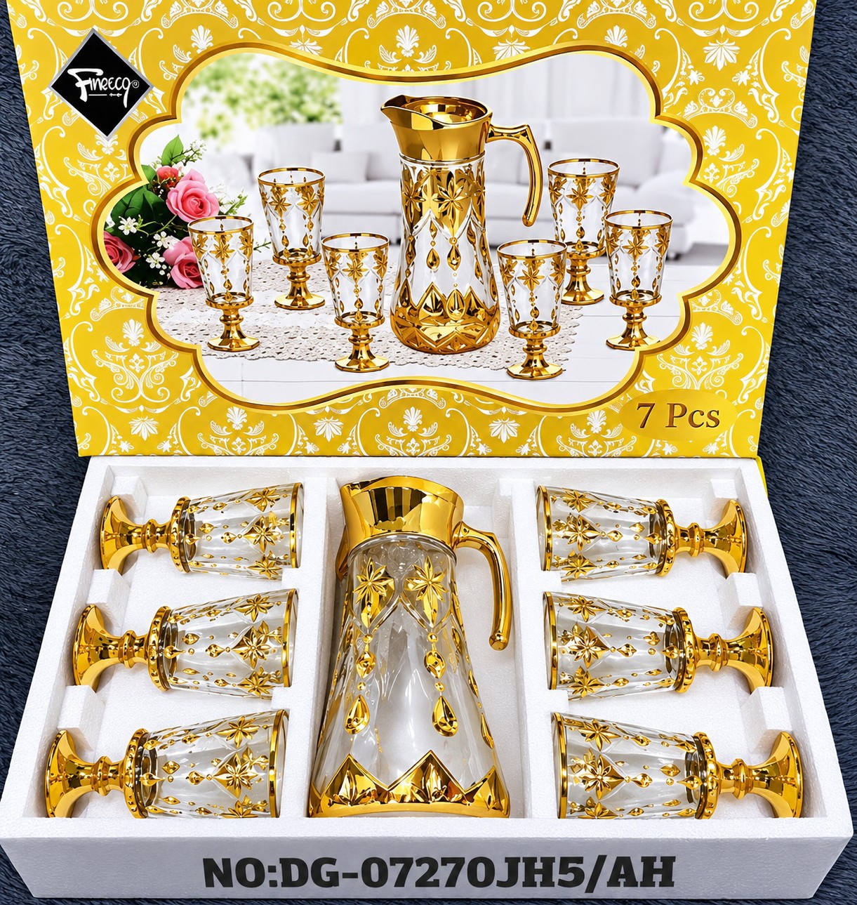 Set Jarra + 6 Vasos Dorado - Imagen 3