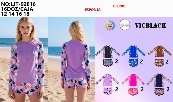 Mallas Manga Larga con Short con Protección Uv