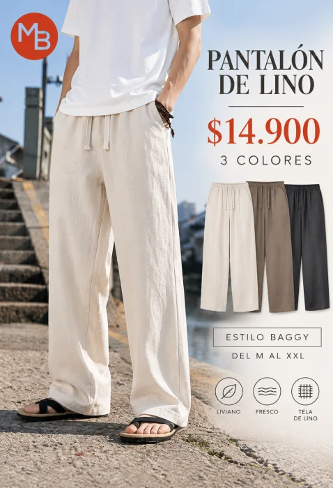 Pantalon de Lino Hombre Estilo Baggy