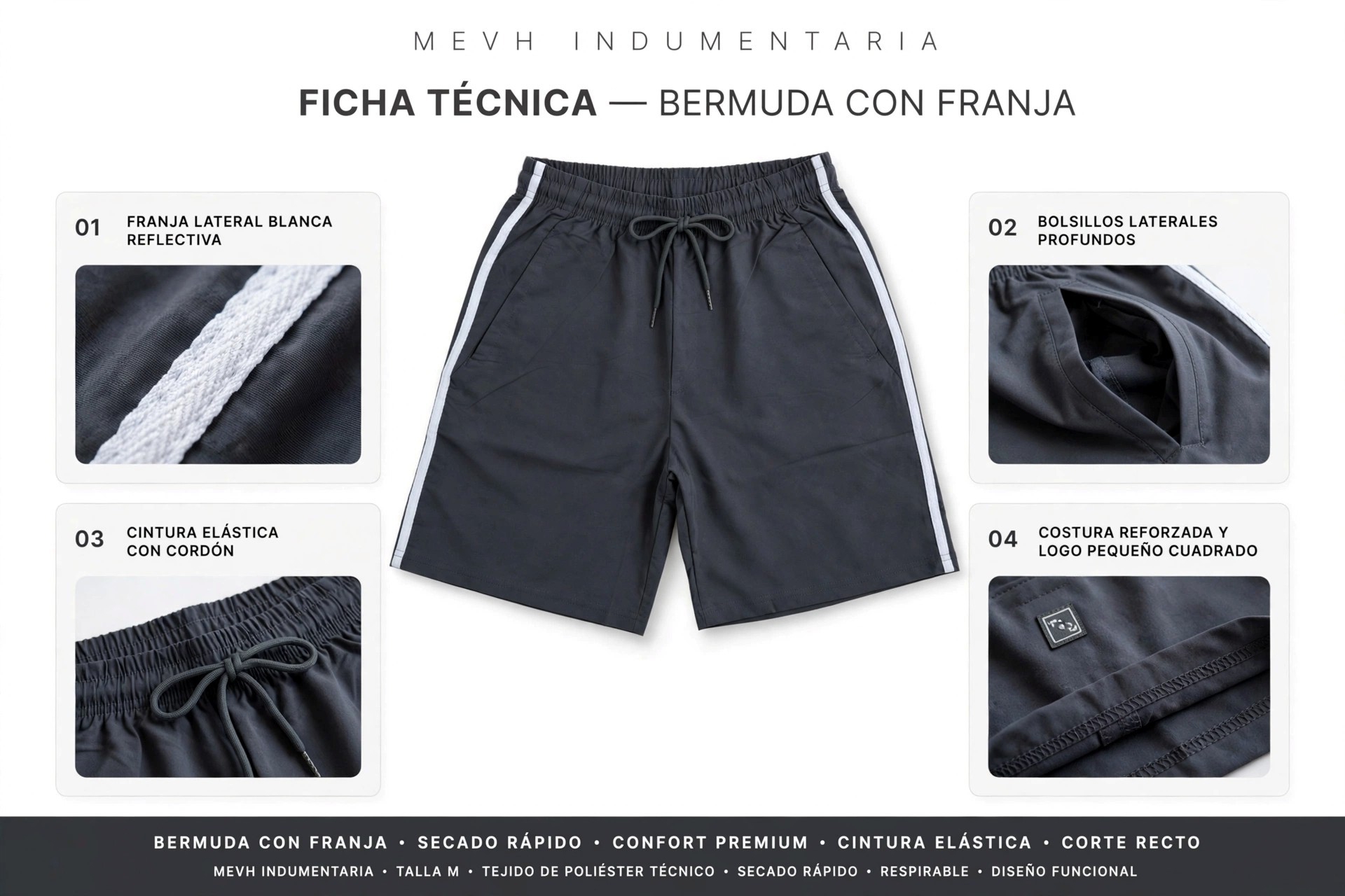 Short Deportivo con Franja Importado - Imagen 2